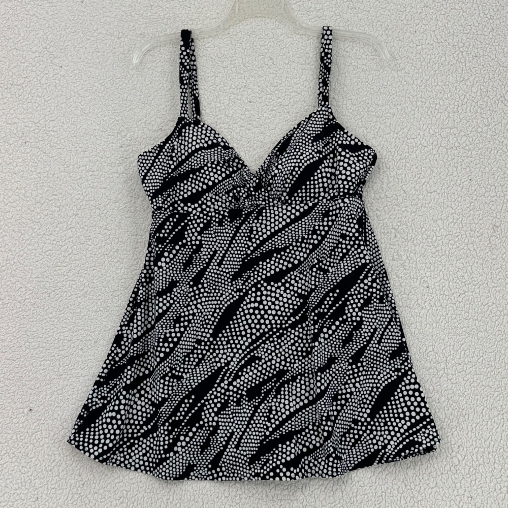 Paradise Bay One Piece Swimsuit Women Size 16/18 Black White Dot Abstract Print